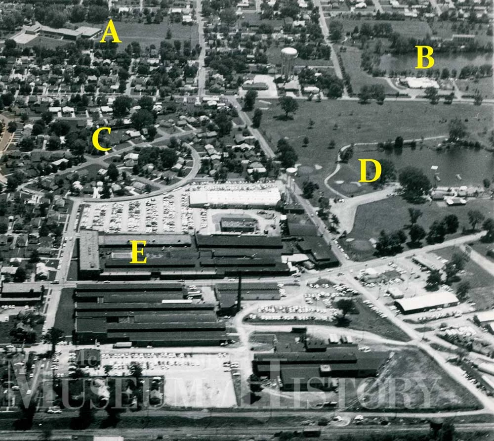 Aerial photo of Eureka Williams factory in 1966