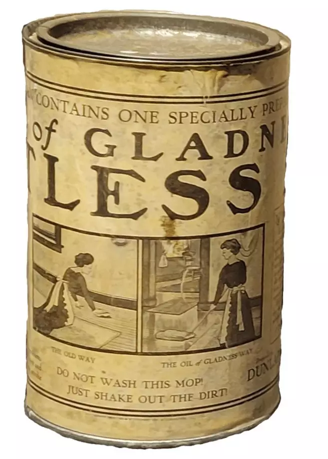 cylindrical can with instructional photographs on the label