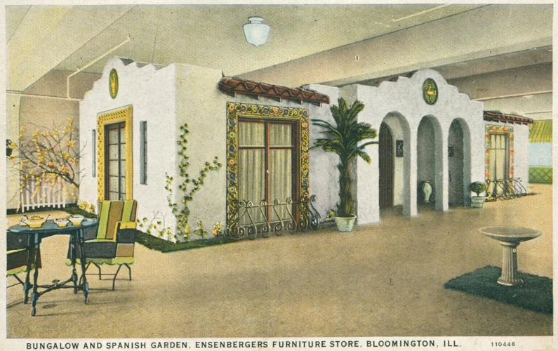 postcard showing model of Spanish style home exterior